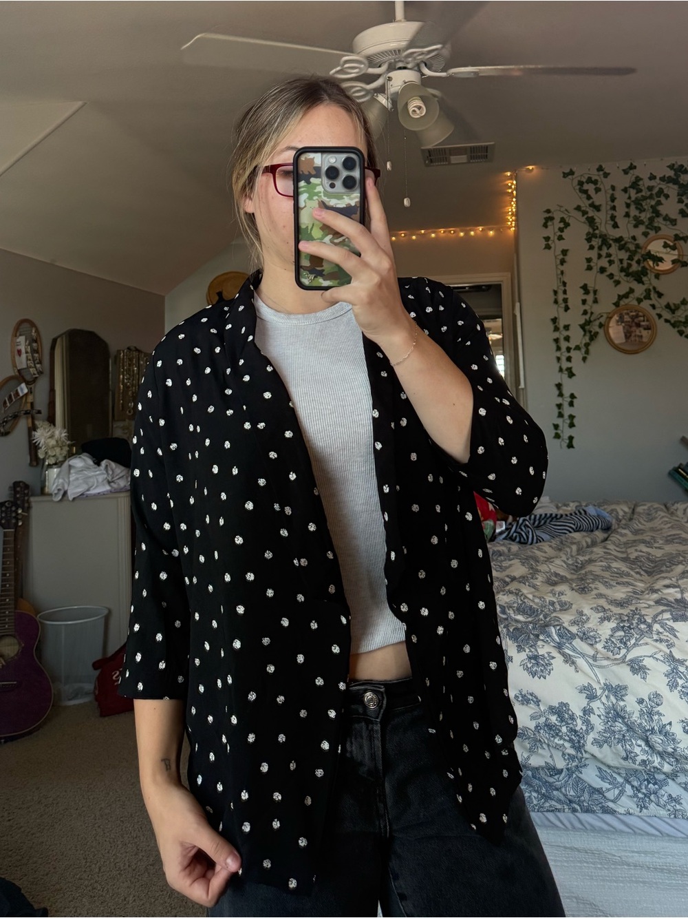Black Polka Dot Lightweight Jacket